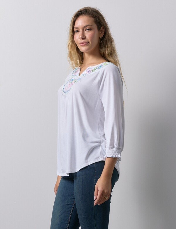 Blusa Bordada BLANCO/MULTI