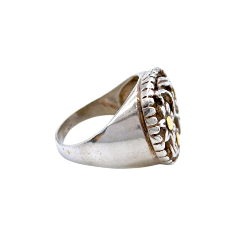 Anillo Flor-Plata y Oro-Sin Piedra-AN5086 sinpiedra