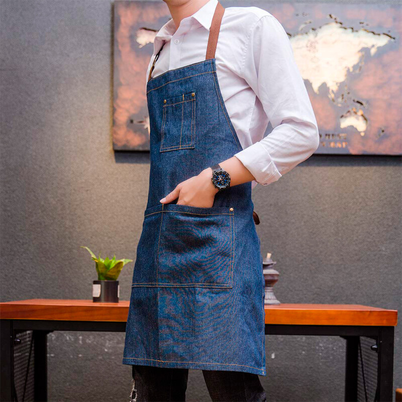 Delantal De Mezclilla Unisex y Ajustable Para Chef Estudio Cocina Mesero Delantal De Mezclilla Unisex y Ajustable Para Chef Estudio Cocina Mesero