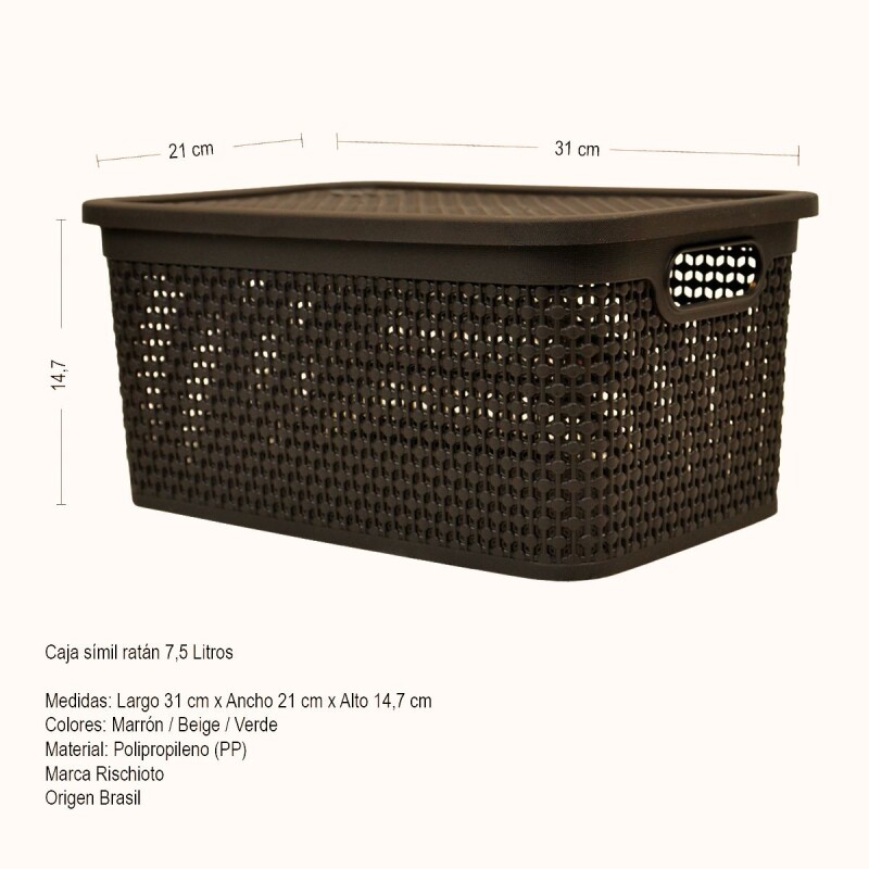 Set x3 Caja simil ratán 7,5lts CHOCOLATE