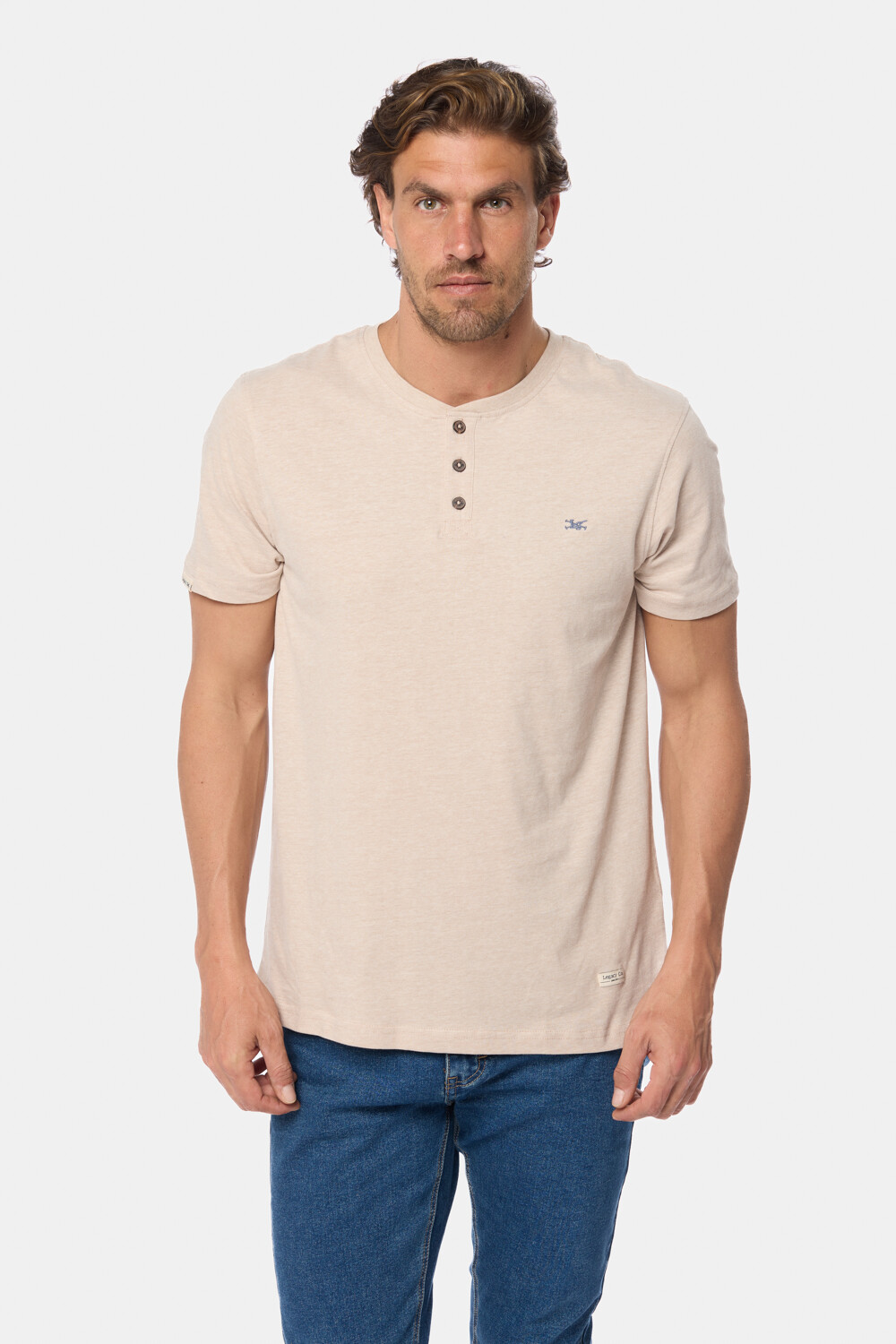 REMERA LISA CUELLO MAO Beige