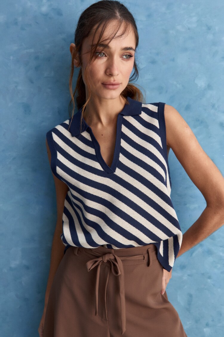 CHALECO GRETA Blanco/Azul