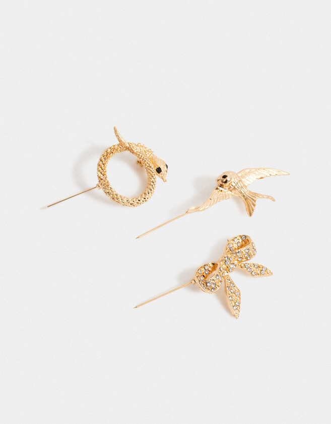 Prendedor Animalito Set De Prendedores Con Strass - Dorado