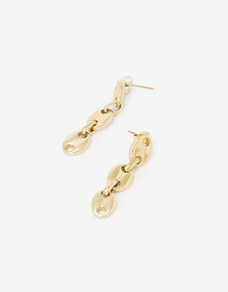 Aros Colgantes Largos Metal Aros Colgantes De Acero - Dorado