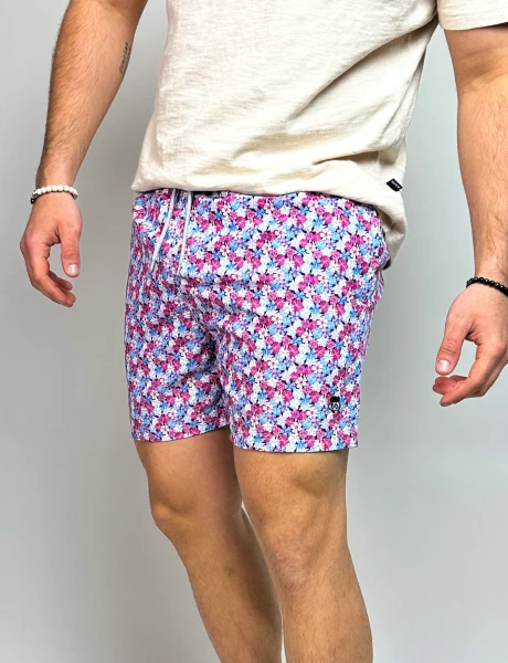 Short de baño estampado Duran Rosado