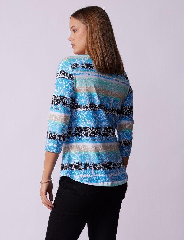 Remera Algodon Print AZUL/MULTI