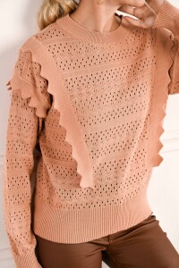 Sweater Textura Con Volado Durazno