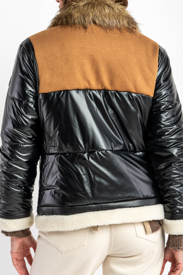 Campera Capitoneada Combinada Negro