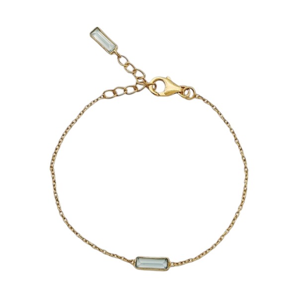 Pulsera Force-Plata Rodinada micra oro 18k-Piedra Topacio azul-PU2007 Conpiedra