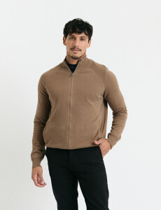 470981 CARDIGAN HARRINGTON LABEL Kaki