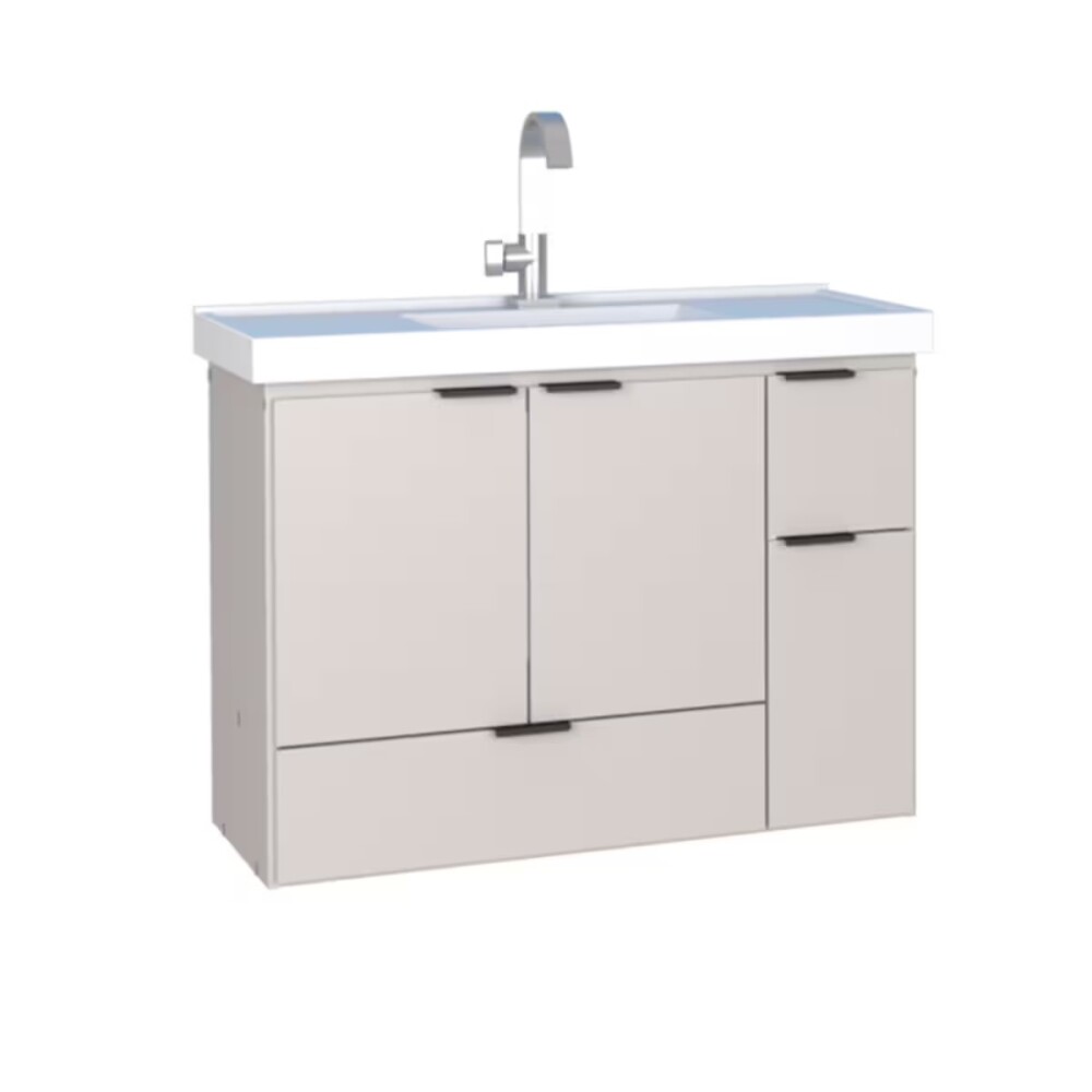 Mueble de baño suspendido Orquidea Beige 80 cm con bacha de resina Mueble De Baño Suspendido Orquidea Beige 80 Cm Con Bacha De Resina
