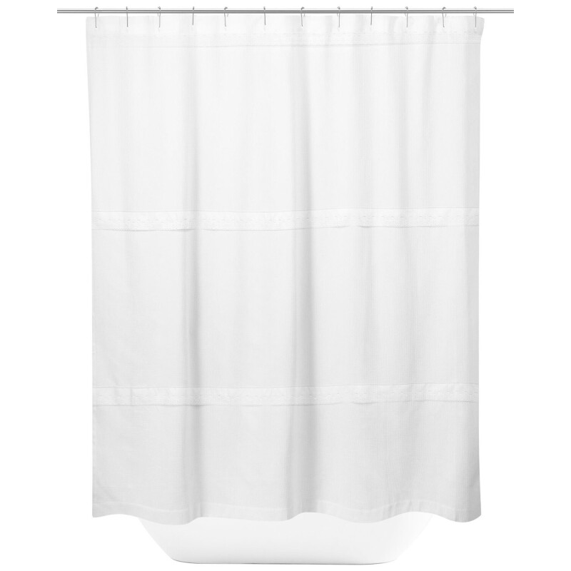 Cortina de baño Amalfi artesanal con forro 180 x 180cm Blanco