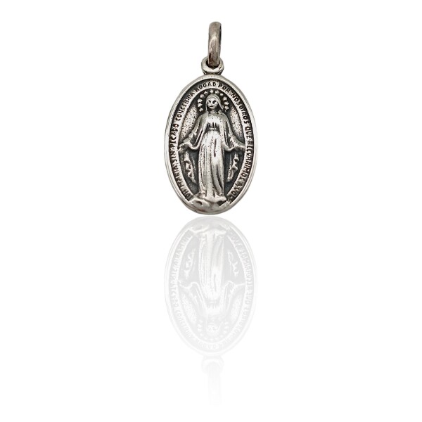 Dije Medalla Virgen Milagrosa-Plata 925 quemada-Sin piedra-CP3016 Sinpiedra