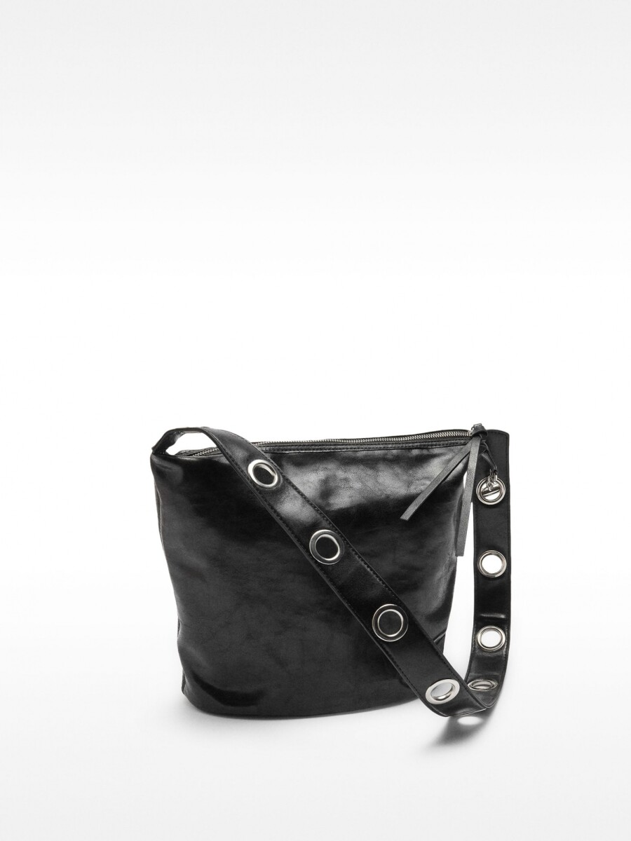 Bolso De Hombro Efecto Craquelado negro