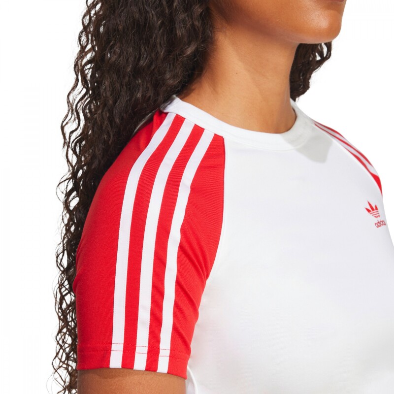 Camisetas Adicolor Raglan Slim 3 bandas de Mujer Blanco
