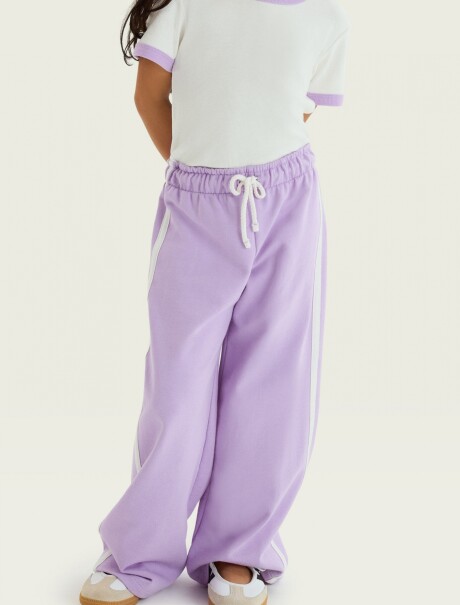 PANTALONES DEPORTIVOS DE PIERNA ANCHA LILA