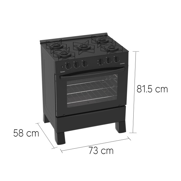 Cocina A Gas Queen Cqv250ng COCINA QUEEN A GAS VIDRIO NEGRA CQV250NG