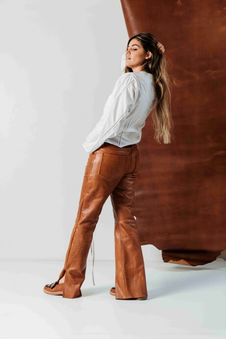 Leather Jeans Camel
