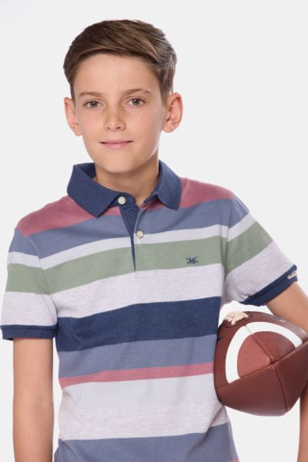 REMERA POLO RAYADA Rosado