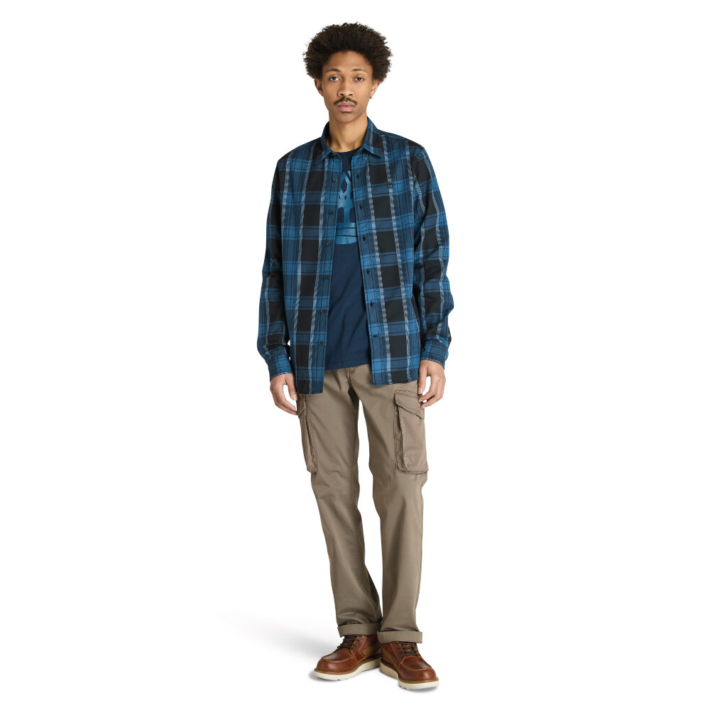 Camisa Herringbone Flannel Check Hombre Black YD