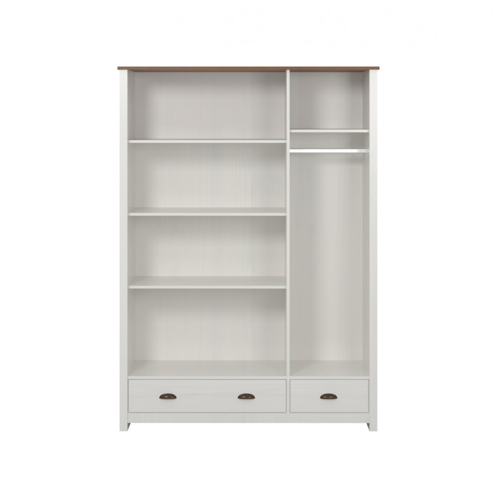 Ropero 3 puertas 2 cajones - Madera maciza - Linea Colonial Blanco