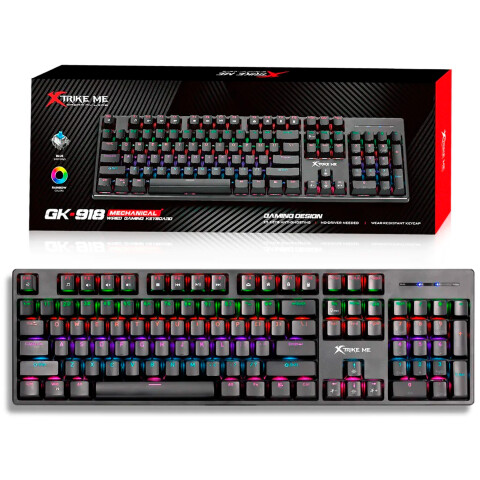 Teclado Mecánico Gamer Rgb Xtrike Me GK-918 Anti-Ghosting Color Negro