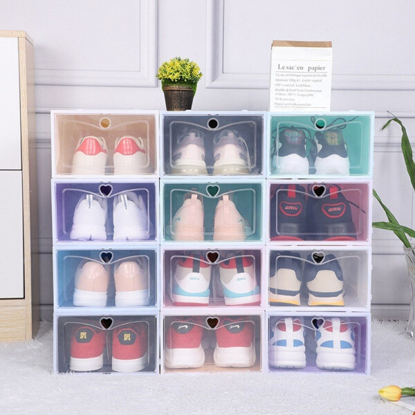 Caja Organizadora Zapatos Zapatera 24 Unidades Caja Apilable Variante Corazón Color Blanco