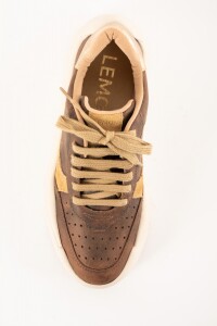 Zapatilla Cuero Combinada Marrón