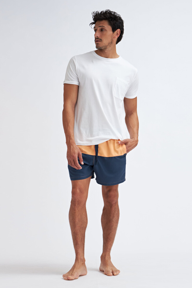 Short de baño - Bloques -azul Y Naranja 