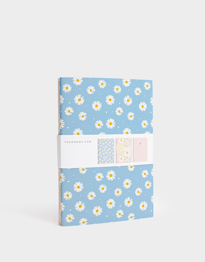 Anotadores Cuadernos y Memos Set De 3 Libretas Con Papel Entelado - Combinacion Multicolor
