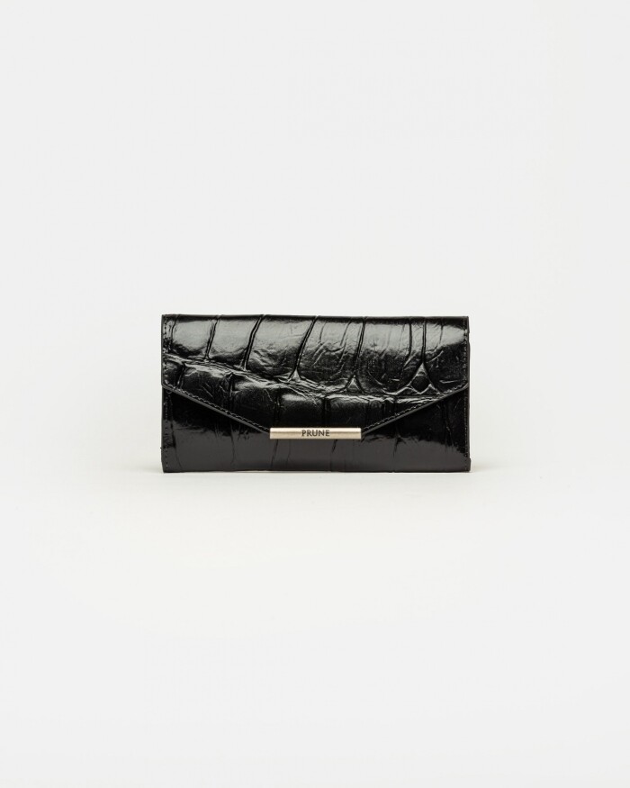Billetera Darla en cuero grabado big croco Negro