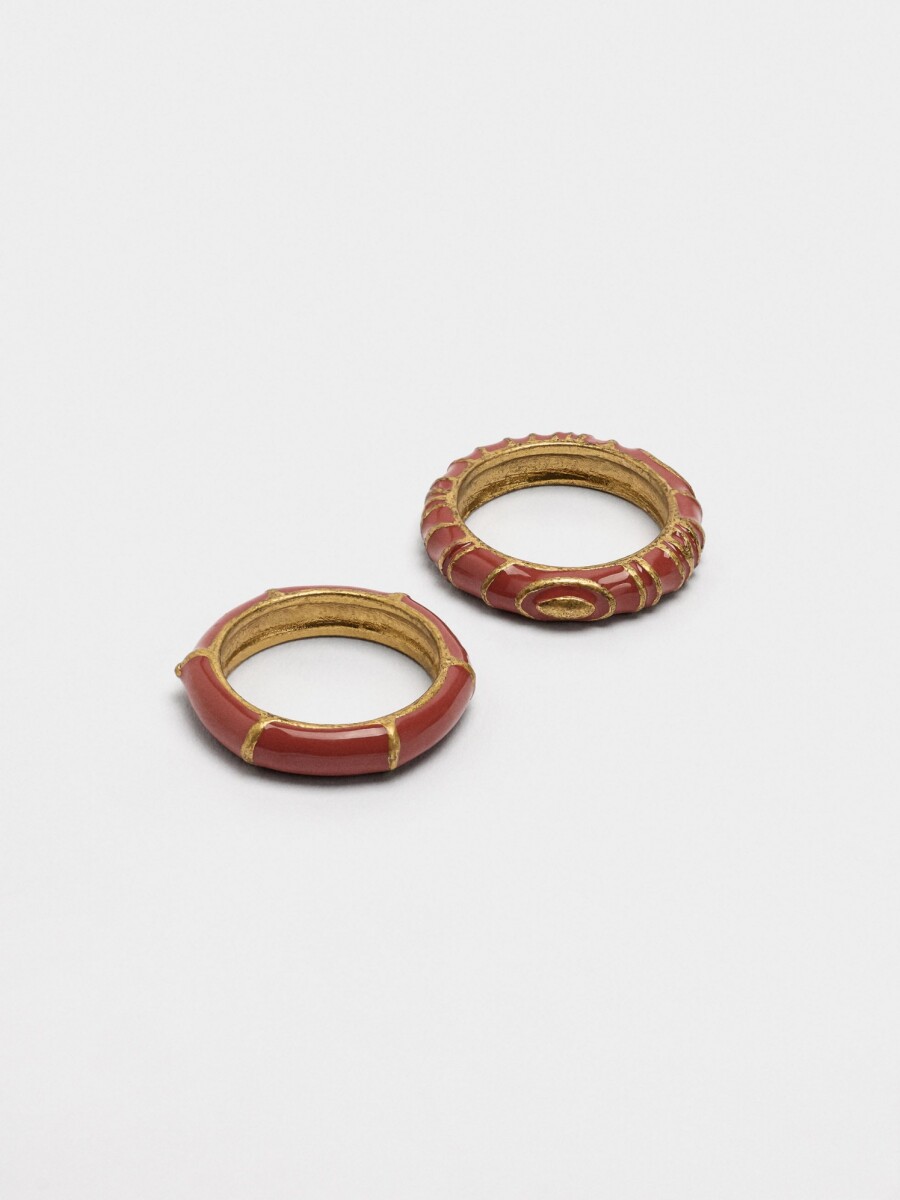 Set De Anillos Con Esmalte marron