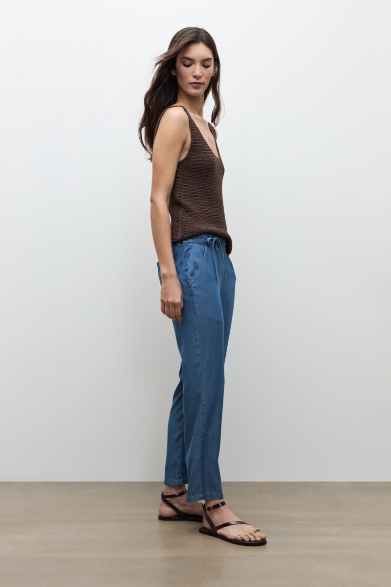 Pantalon recto Lyocell jean medio