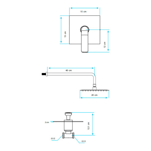 Griferia De Ducha De Embutir Linea Modena Aqualia Rose Gold Sin Transferencia, Incluye Brazo Y Roseta 000