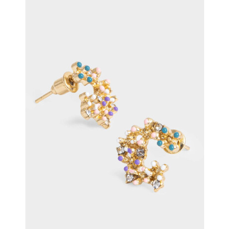 Aros Pasantes Con flores Dorado