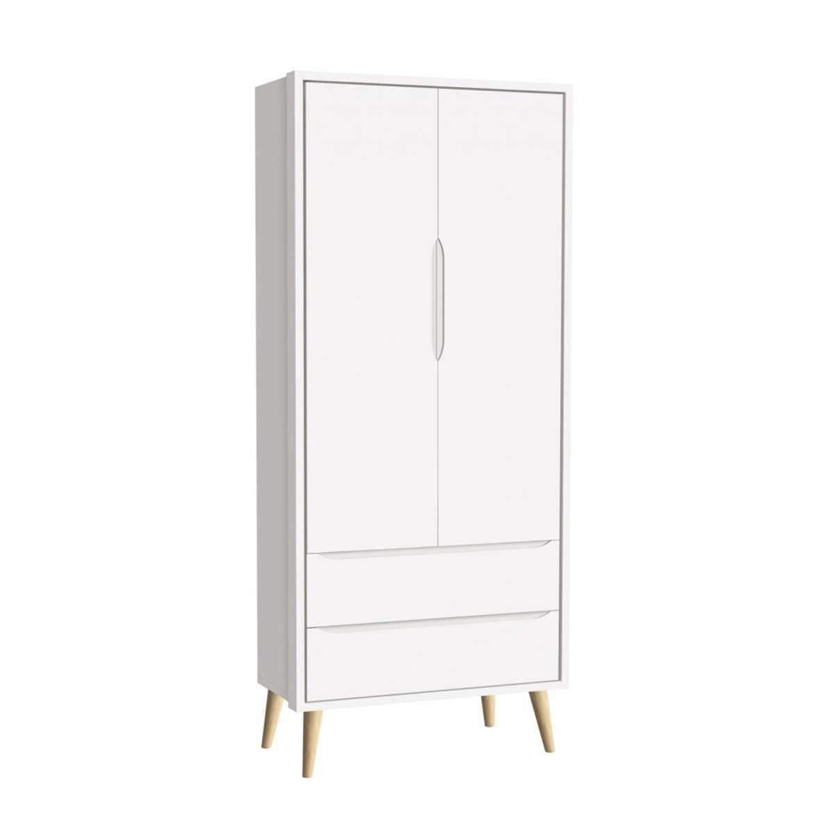 Ropero 2 Puertas 2 Cajones infantil Theo - Blanco 