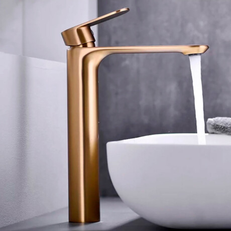 Griferia para Lavatorio Alto Monocomando Oro Burshed Mate Incl Valvula Popup 000