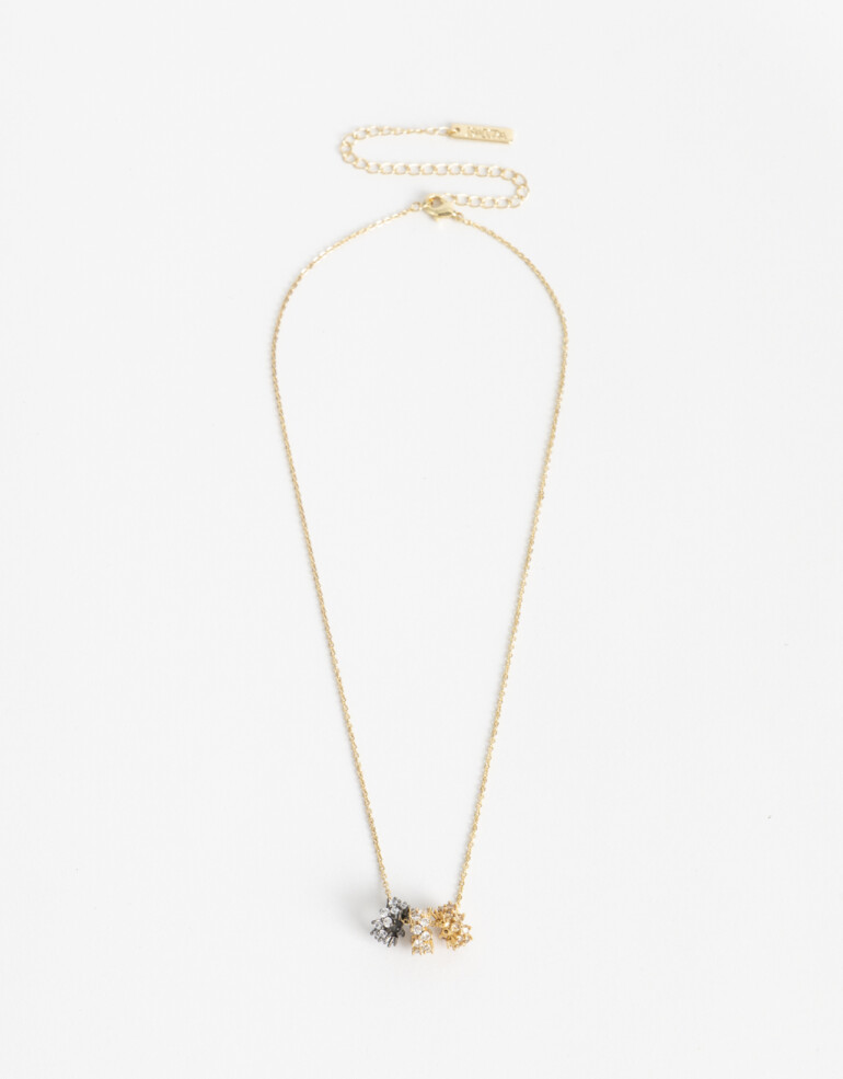 Cadena Corta con Dije Cubic zirconia Collar Con Dije Hematite De La Línea Delicates. - Dorado