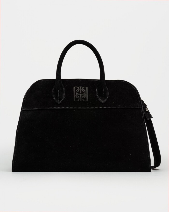 Cartera de Mano The Roots En Cuero Gamuza Negro