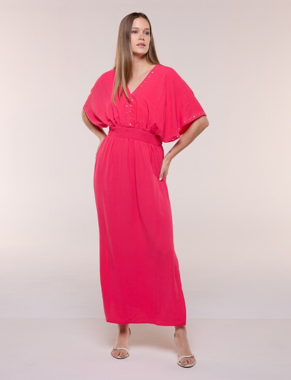 Vestido Maxi Con Tachas FUCSIA