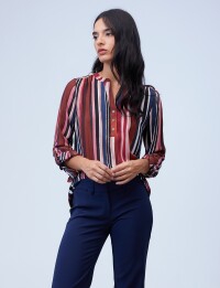 Blusa Gasa Print MULTI/BORDEAUX