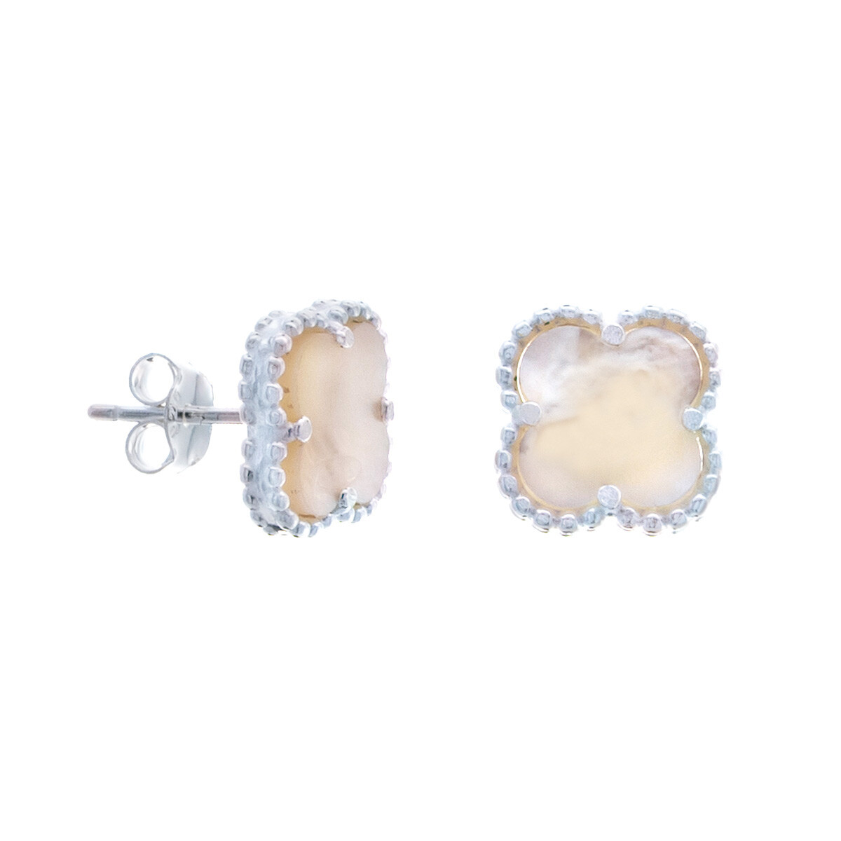 Conjunto de caravanas y colgante de plata 925 con nacar. 