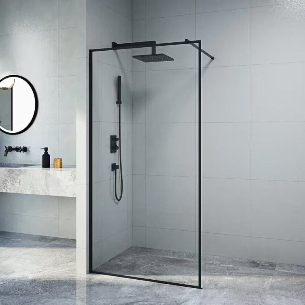 Mampara de vidrio fija negra 100x195 cm Mampara De Vidrio Fija Negra 100x195 Cm