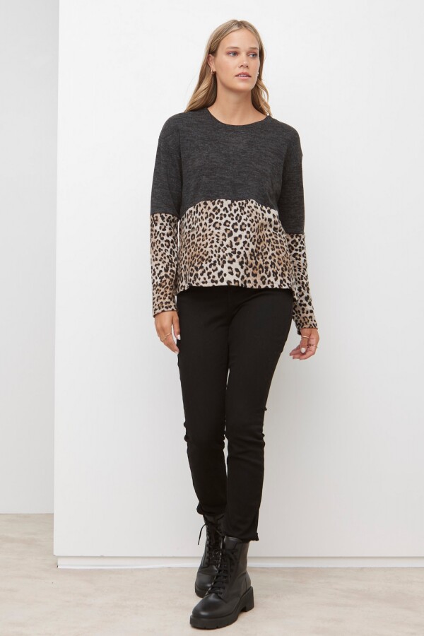 Buzo Soft Print NEGRO/BEIGE