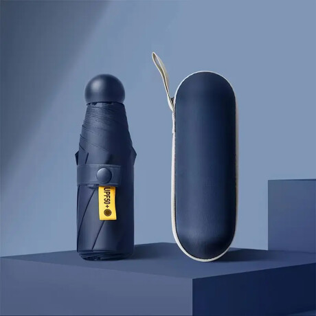 Paraguas plegable con mango y estuche colores pastel Azul Oscuro