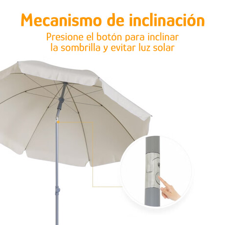 Sombrilla De Playa 2m Reforzada Mástil De Acero Reclinable Gris