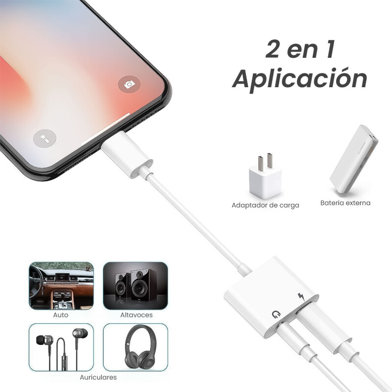 Adaptador de Audio Lightning a Jack 3.5 mÃ¡s carga Lightning adicional Compatible para iPhone Adaptador de Audio Lightning a Jack 3.5 mÃ¡s carga Lightning adicional Compatible para iPhone