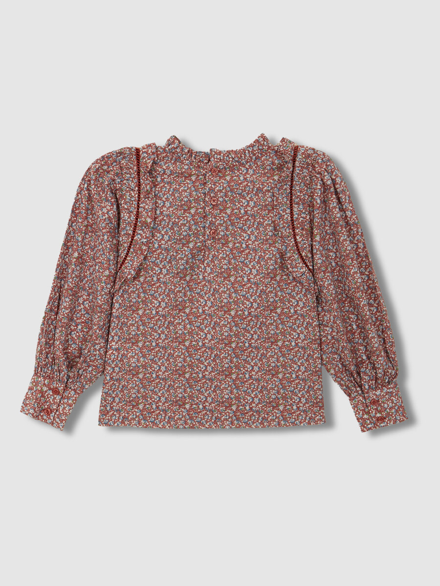 Blusa Estampado Florecitas Granate
