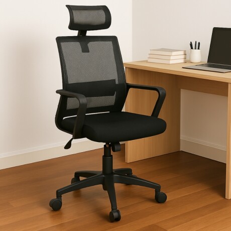 SILLA DE ESCRITORIO CON SOPORTE LUMBAR Y APOYA CABEZA Silla De Escritorio Con Soporte Lumbar Y Apoya Cabeza Negro