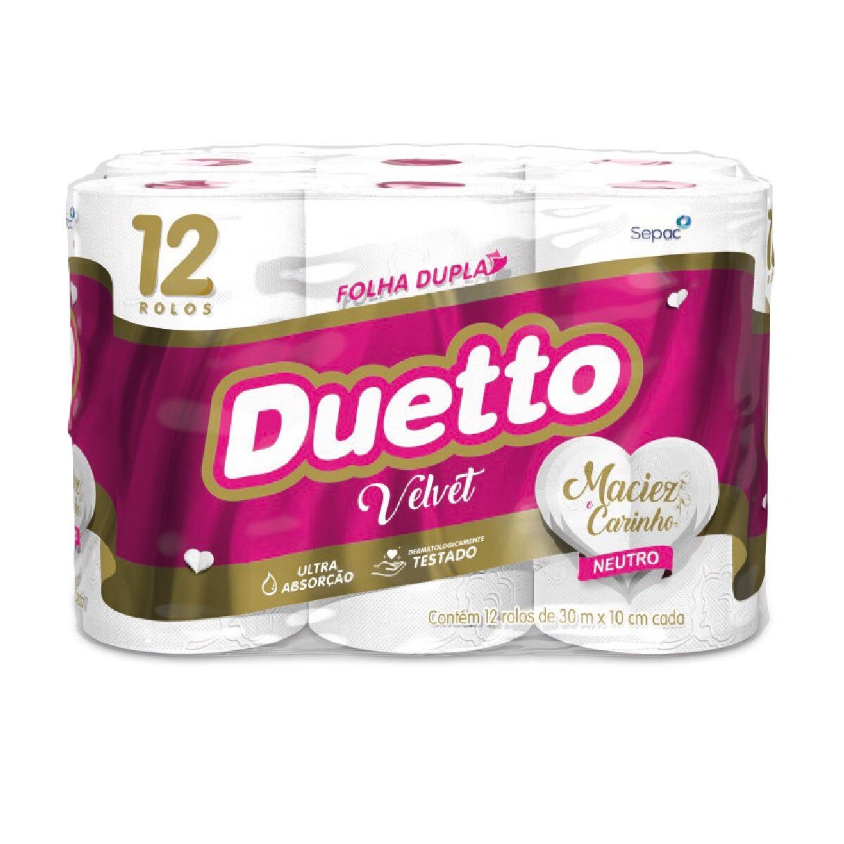 DUETTO PAPEL HIG DOBLE PAQ 12 ROLLOS PAQ 